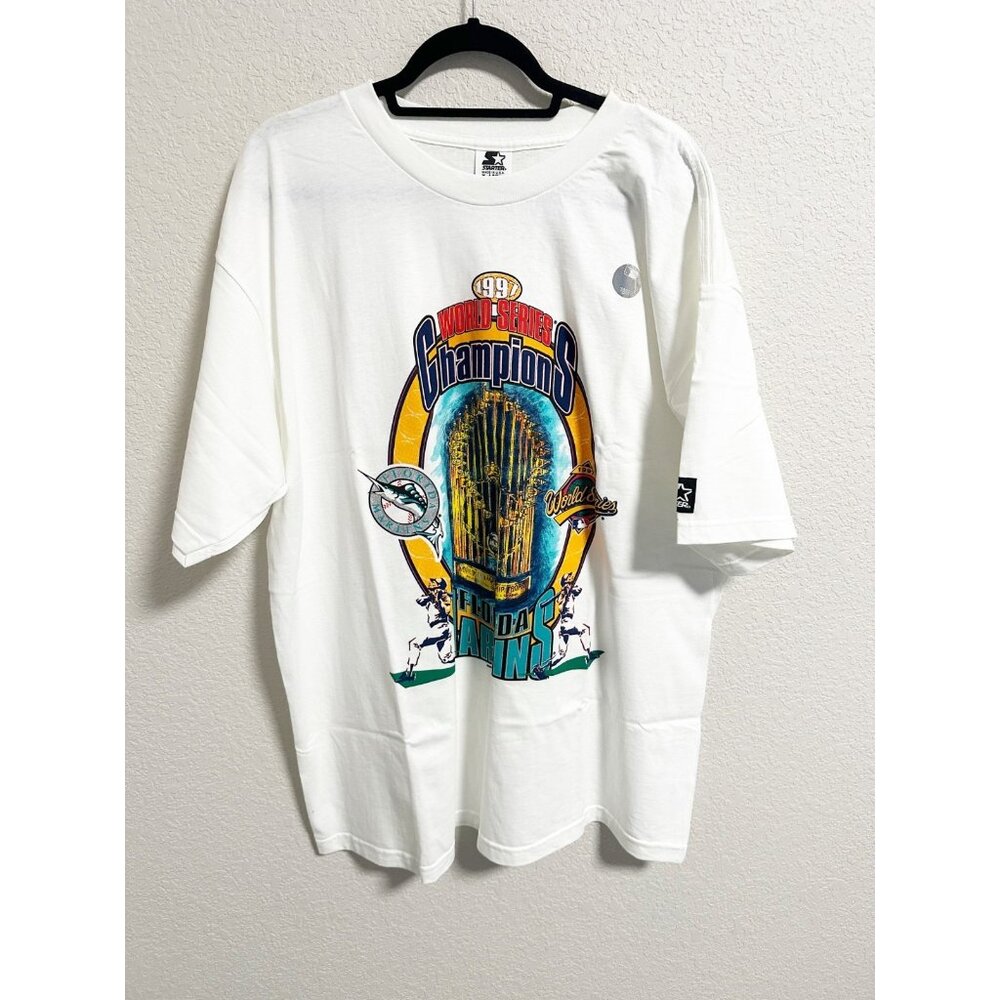 Starter Vintage 1997 Florida Marlins World‎ Series Champions T-Shirt White XL